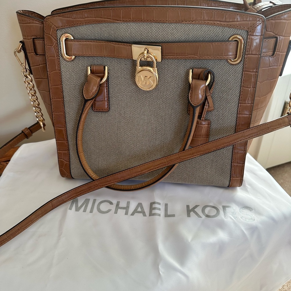 MICHAEL KORS HAMILTON HEMP PICK STITCH SATCHEL